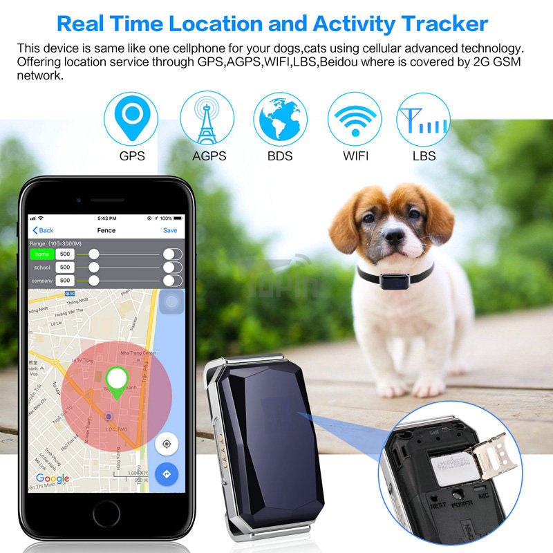 GPS Tracker for Dogs & Cats, safe and real time location